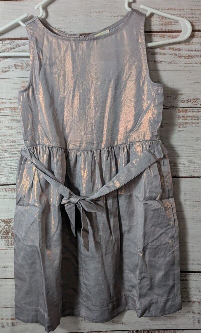 Crewcuts Girls Silver Metallic Shimmery Party Dress Size 6 NWT